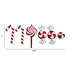 7” Assorted Candy Cane Holiday Christmas Deluxe Shatterproof Ornament Set of 6