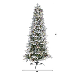 7.5' Flocked Alaskan Pre-Lit Artificial Christmas Tree 350 LED Lights and 2155 Bendable Branches