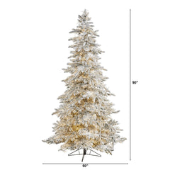7.5' Flocked Grand Northern Rocky Fir Artificial Christmas Tree with 6672 Warm Cluster (Multifunction) LED Lights and 1071 Bendable Branches