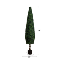 8’ UV Resistant Artificial Boxwood Topiary Cone Tree (Indoor/Outdoor)