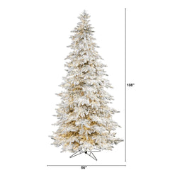 9' Flocked Grand Northern Rocky Fir Artificial Christmas Tree with 8208 Warm Cluster (Multifunction) LED Lights and 1818 Bendable Branches