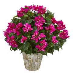 Bougainvillea Artificial Plant in Weathered Oak Planter