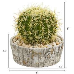 Cactus Artificial Plant in Weathered Oak Planter