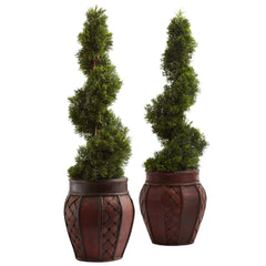Cedar Spiral w/Decorative Planter