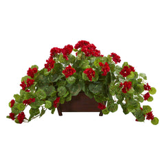 15” Faux Geranium Plant with Decorative Planter