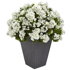 Geranium Artificial Plant in Slate Planter UV Resistant (Indoor/Outdoor)