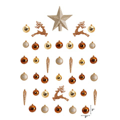 Holiday Christmas 40 Count Lux Shatterproof Ornament Set with Re-Useable Storage Container