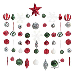 Holiday Deluxe Shatterproof, 100 Count Christmas Tree Ornament Box Set, Re-Useable Container