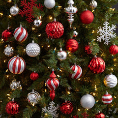 Holiday Deluxe Shatterproof, 81 Count Christmas Tree Ornament Box Set, Re-Useable Container