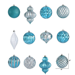 Holiday Lux Shatterproof, 12 Count Christmas Tree Ornament Set, 100mm with Re-Useable Box