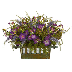 Morning Glory Artificial Arrangement in Decorative Planter