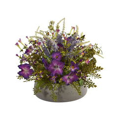 Morning Glory Artificial Arrangement in Stone Planter