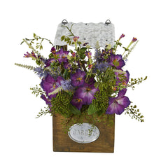 Morning Glory Artificial Plant in Tin Roof Planter