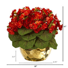 Violet Artificial Plant in Gold Vase