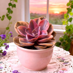 Echeveria Rainbow Variegated | Rare Succulent 3” Bare Root | Live Indoor Succulent | Easy-Care Variegated Echeveria for Home Décor