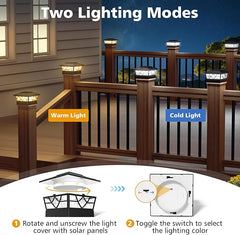 NIORSUN Solar Post Lights Outdoor 4 Pack, 2 Modes LED, Deck Fence Post Solar Lights for 3.5x3.5 4x4 5x5 5.5x5.5 Caps Patio Garden Decoration, Black