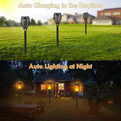 8 Pack Solar Tiki Torches, Flickering Flame Garden Decor, Waterproof LED Torches for Outside Patio Yard (Yellow)