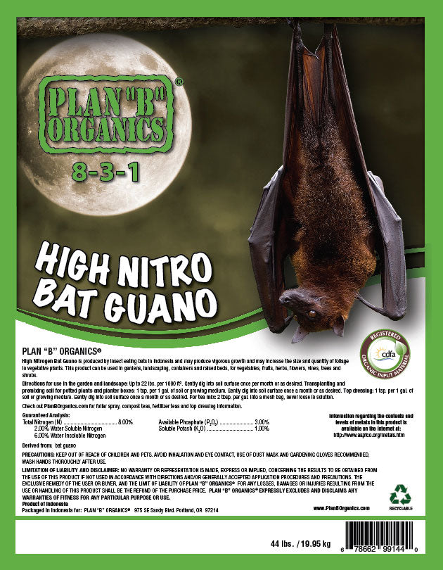 Plan "B" ORGANICS High Nitrogen Bat Guano 8-3-1