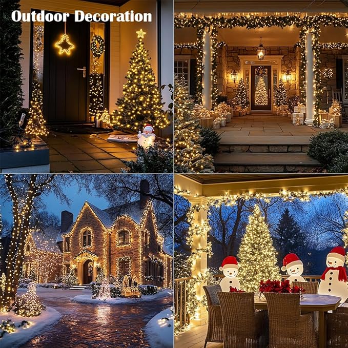 Fairy Lights Plug in,2Pack 100FT 300 LEDs Waterproof Led String Lights,Twinkle Light with 8 Modes Remote for Outdoor Indoor Christmas Wedding Birthday Garden Party Decorations,Warm White