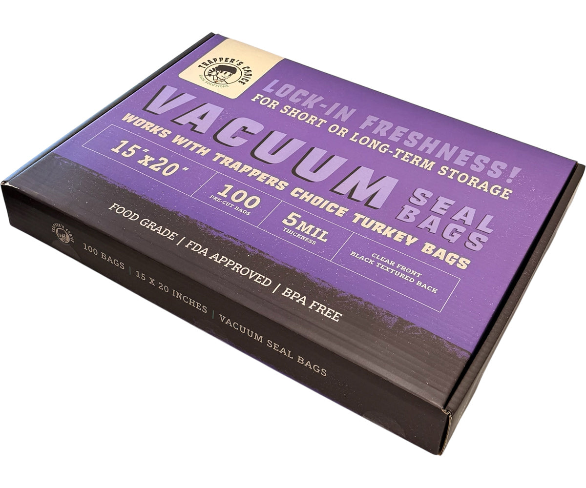 Trappers Choice 15" x 20" Black/Clear Vacuum Seal Bags (5Mil) Pack of 100