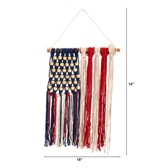 14” x 18” Handmade American Flag “Americana” Macrame Wall Hanging Art Decor