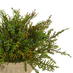 15” Cedar and Blueberry Artificial Plant with Planter