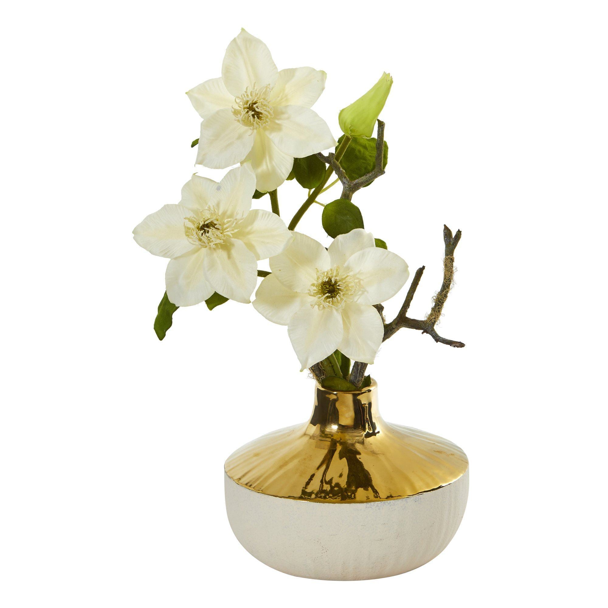 16” Anemone Arrangement in Gold and Cream Elegant Vase