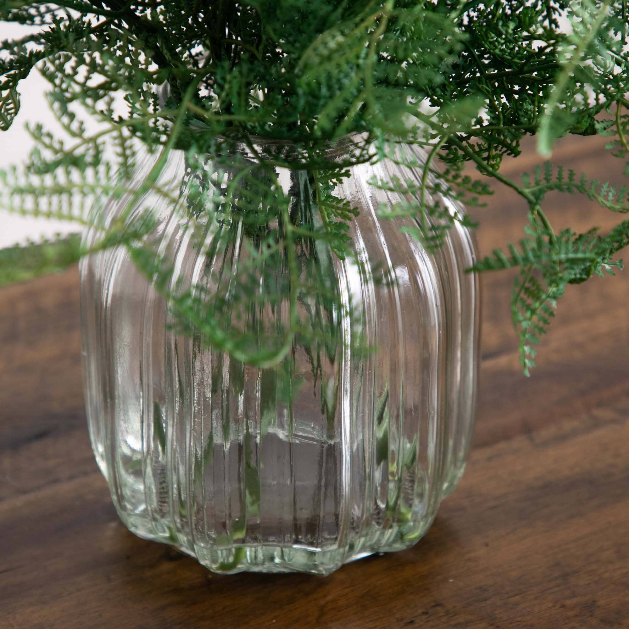 17” Artificial Forest Fern Arrangement in Glass Vase