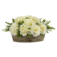 17” Hydrangea and Eucalyptus Artificial Arrangement