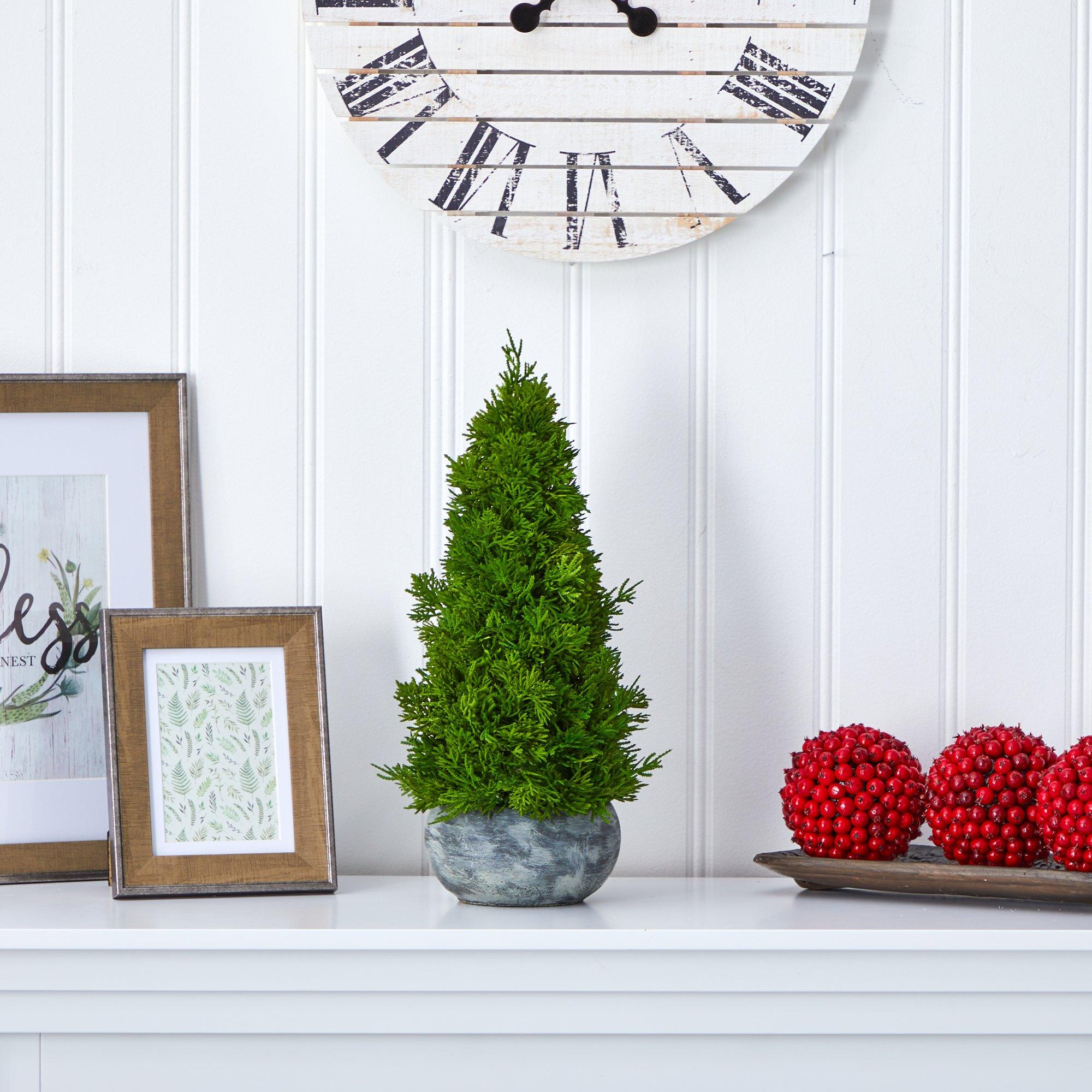 18” Cypress Cone Artificial Christmas Tree in Decorative Planter