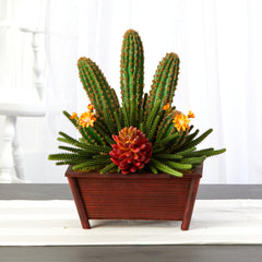18” Mixed Cactus Succulent Artificial Plant in Planter