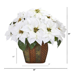 18” Poinsettia Artificial Arrangement in Decorative Planter