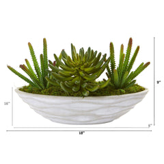 18” Succulent Artificial Plant in Decorative Planter
