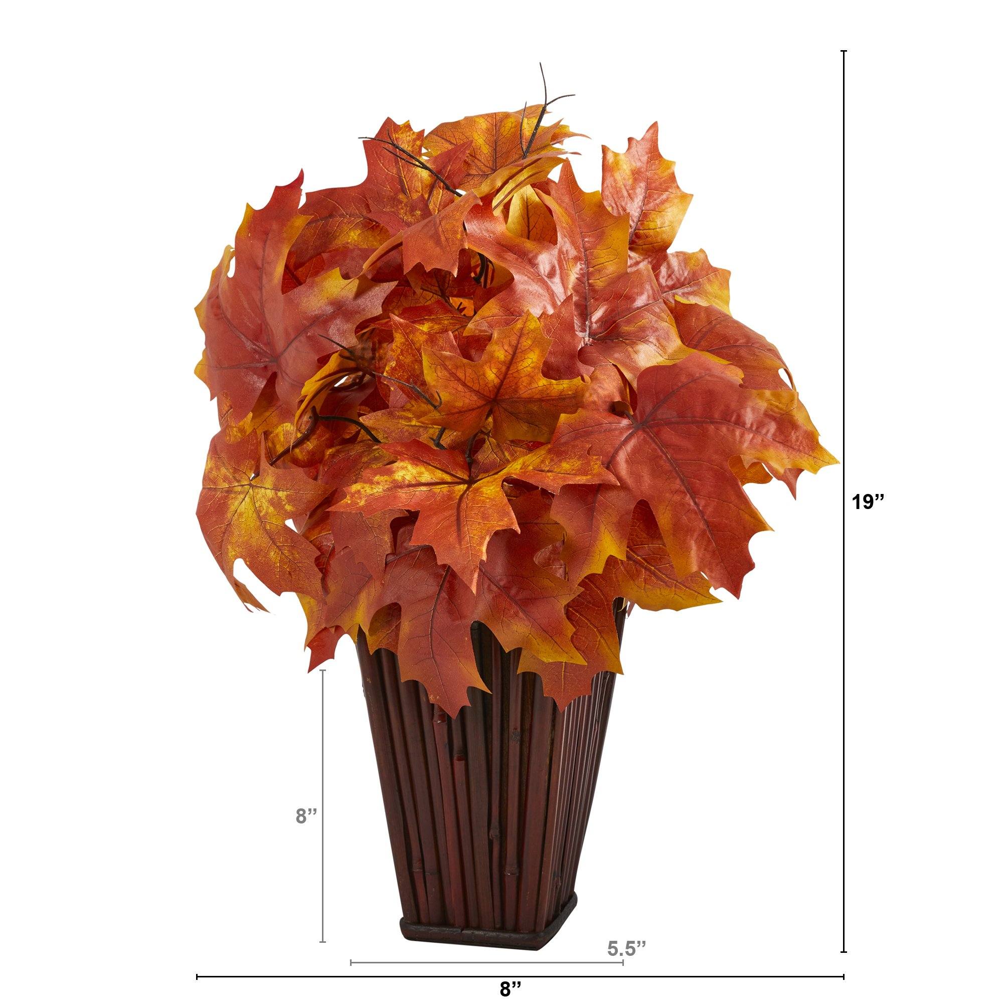 19” Autumn Maple Leaf Artificial Plant in Decorative Planter