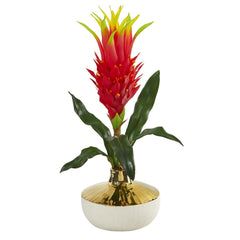 19” Dragon Fruit Artificial Arrangement in Gold and Cream Elegant Vase