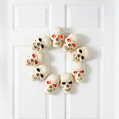 20” Halloween Skull Wreath with Lighted Eyes