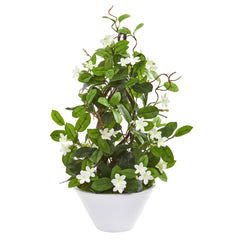 24” Stephanotis Artificial Climbing Plant in White Planter