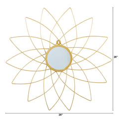 26” Gold Metal Flower Accent Wall Mirror