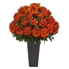 27” Spider Mum Artificial Plant in Black Planter