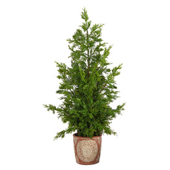 28” Cedar Pine “Natural Look” Artificial Tree in Decorative Planter