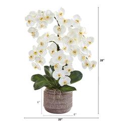 28” Phalaenopsis Orchid Artificial Arrangement in Stoneware Vase