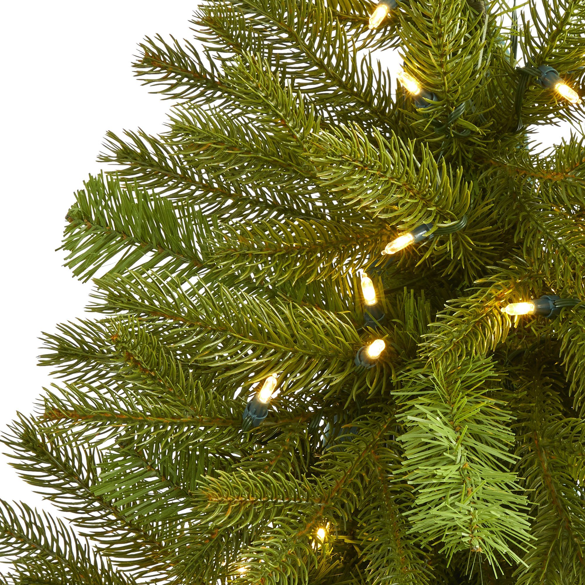 3' Cambridge Spruce Flat Back Artificial Christmas Tree with 50 Warm White (Multifunction) LED Lights and 113 Bendable Branches