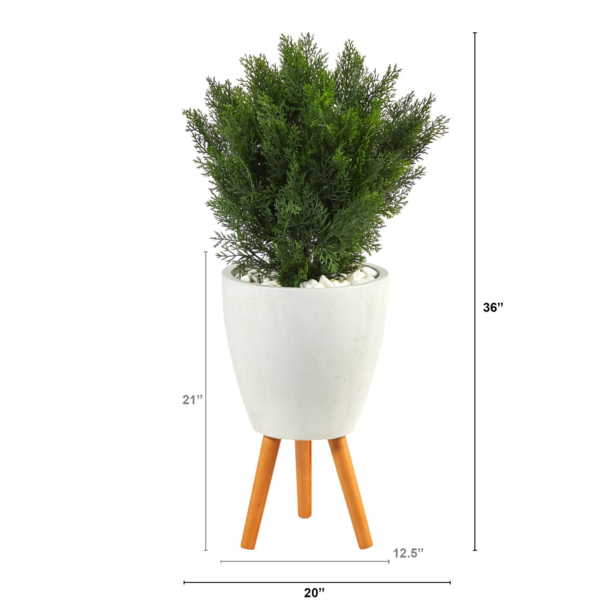3’ Cedar Artificial Tree in White Planter with Stand (Indoor/Outdoor)