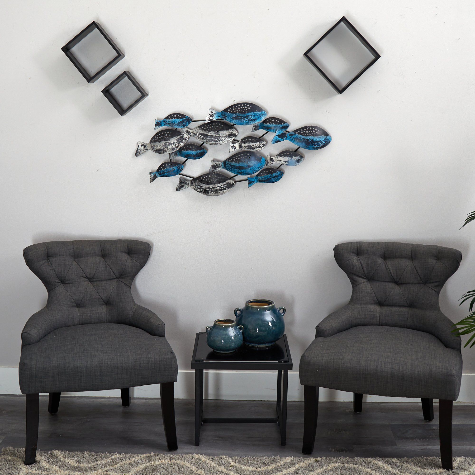 3’ x 1.5’ Coastal Fish Metal Wall Art Decor