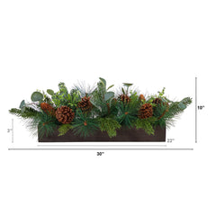 30” Evergreen Pine and Pine Cone Artificial Christmas Centerpiece Arrangement