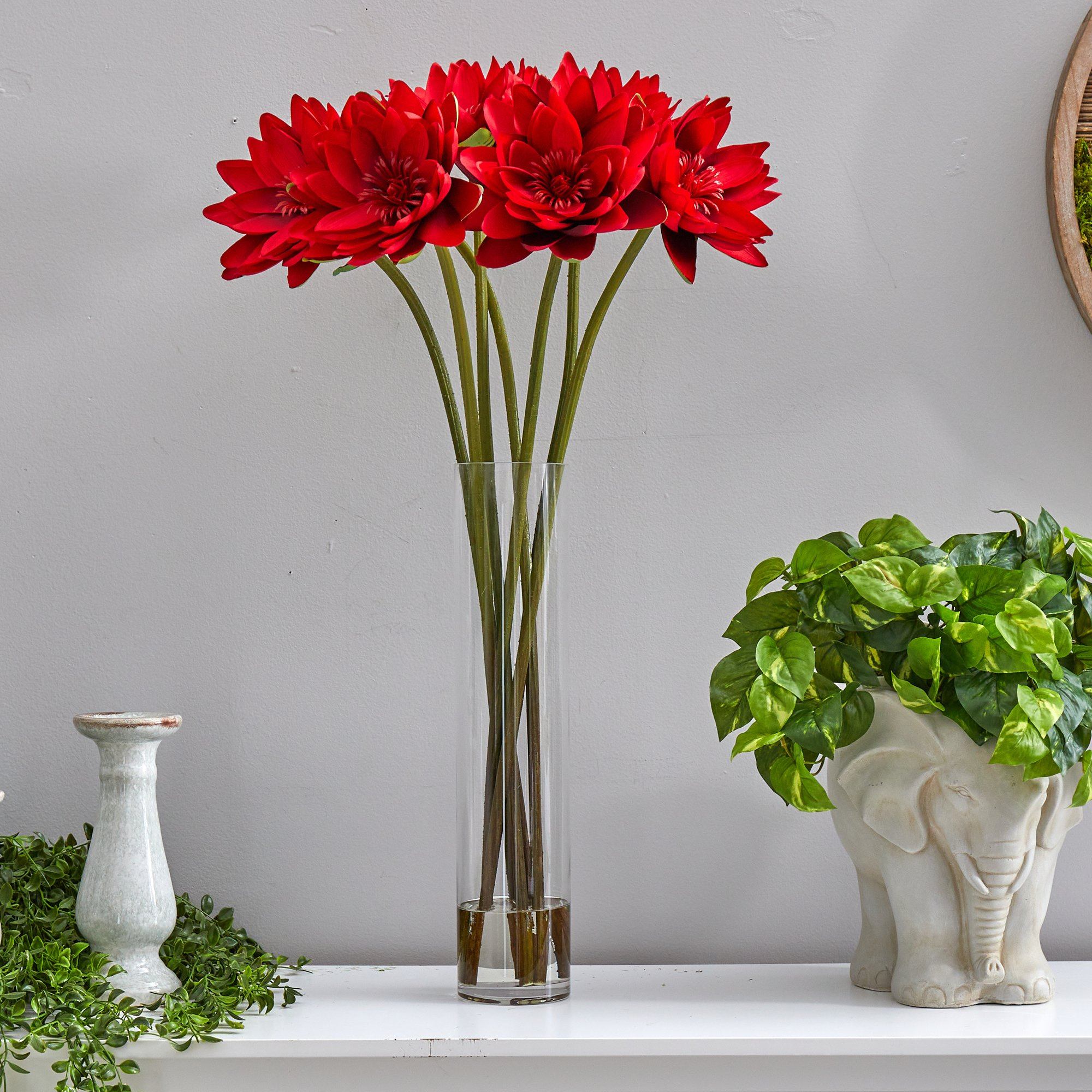 30” Lotus Artificial Arrangement in Cylinder Vase