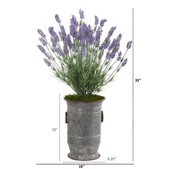 33” Lavender Artificial Plant in Decorative Metal Planter