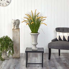 34” Onion Grass Artificial Plant in Sand Colored Urn