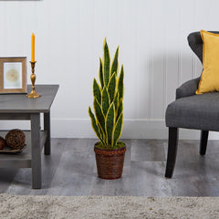 34” Sansevieria Artificial Plant in Basket