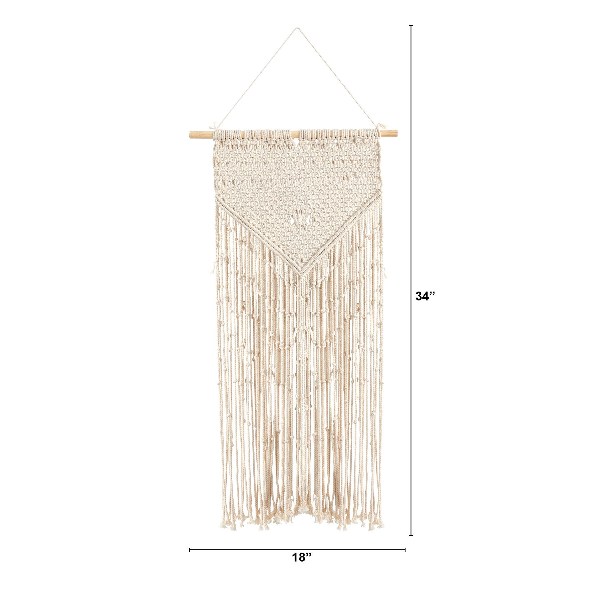 34” x 18” Hand Crafted Boho Macrame Wall Hanging Decor